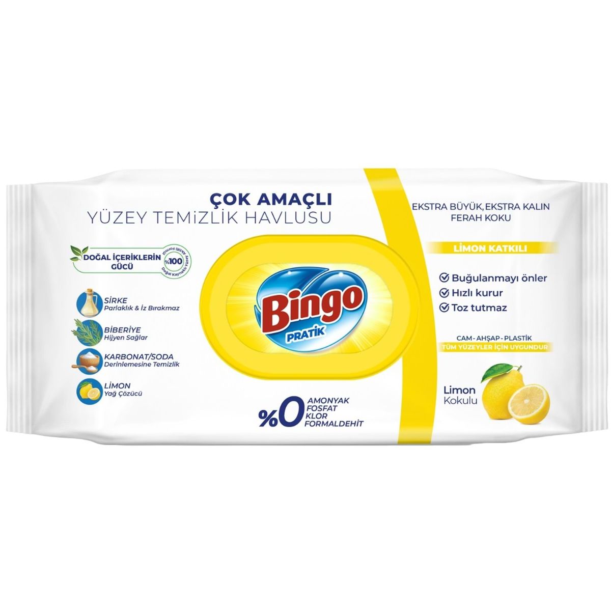 Bingo - Cleaning Wipes Multi Purpose lemon 96pcs