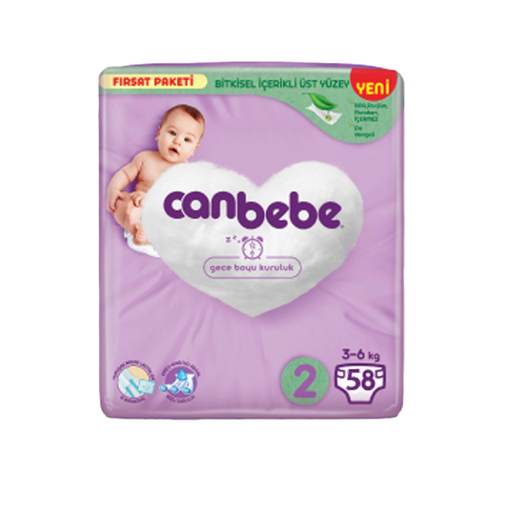 Canbebe - Number 2 - Baby Economy Pack Diapers, 3 - 6 kg- 58 Diapers