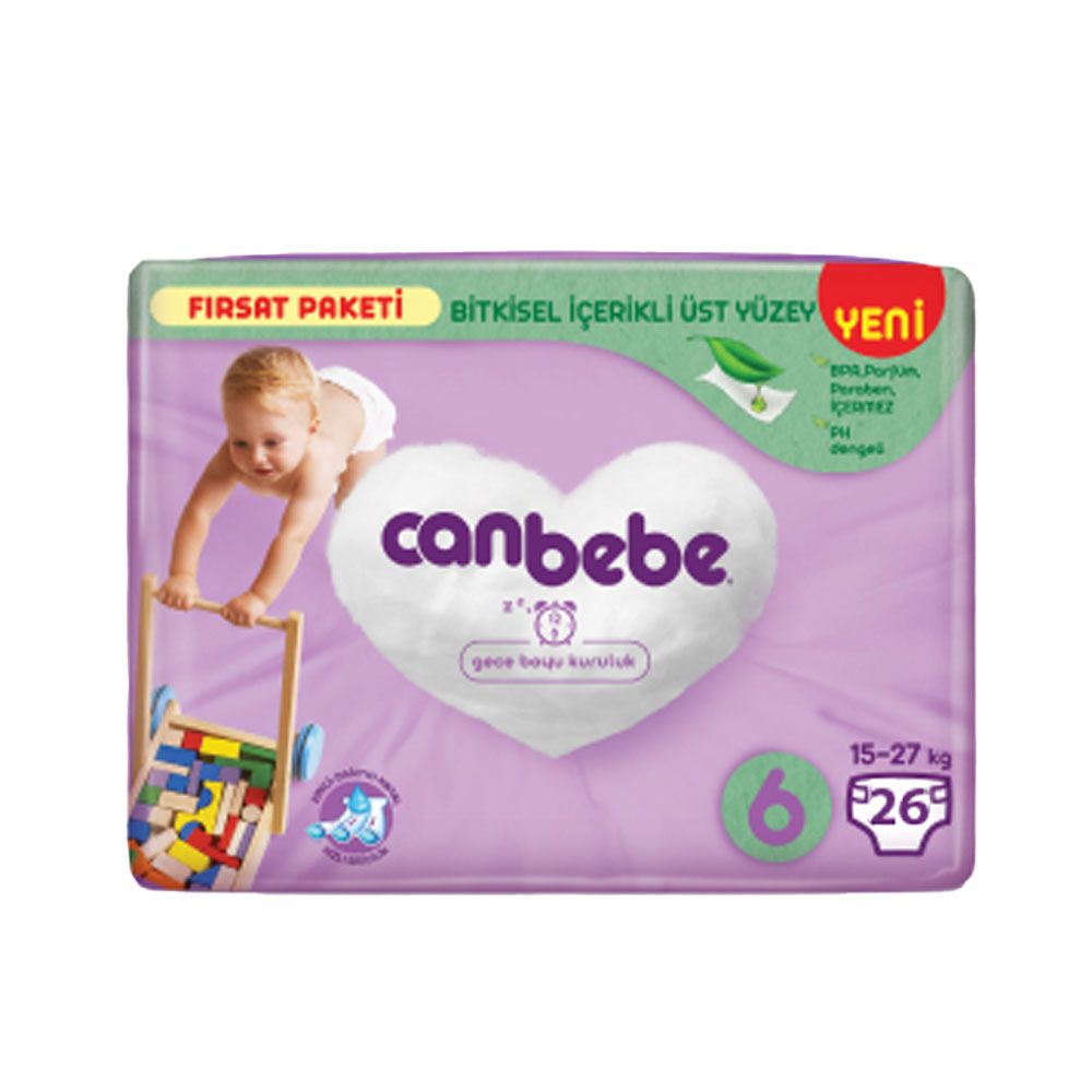 Canbebe - Number 6 - Baby Economy Pack Diapers, 15 - 27 kg- 26 Diapers