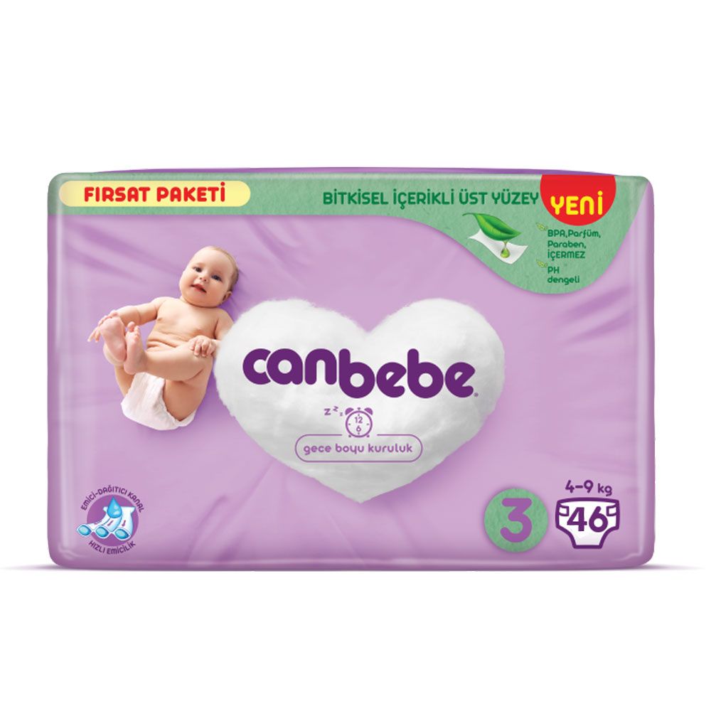 Canbebe - Number 3 - Baby Economy Pack Diapers, 4 - 9 kg- 45 Diapers