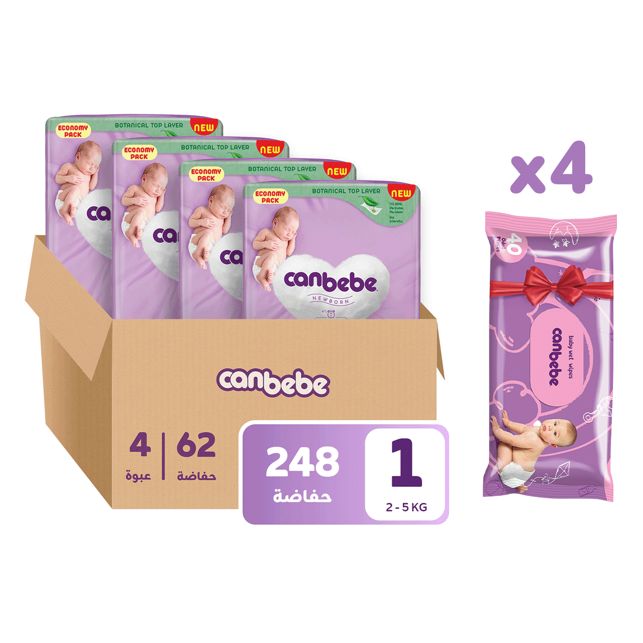 Canbebe - Number 1- Newborn diapers saving box, 2 - 5 kg- 60 Diapers
