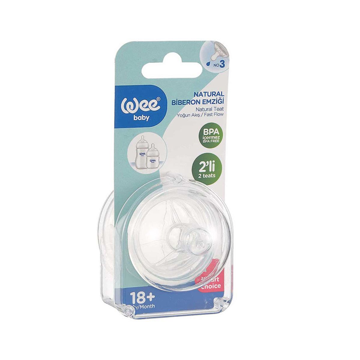 wee baby - Natural Teat Fast Flow 2pcs 18+m