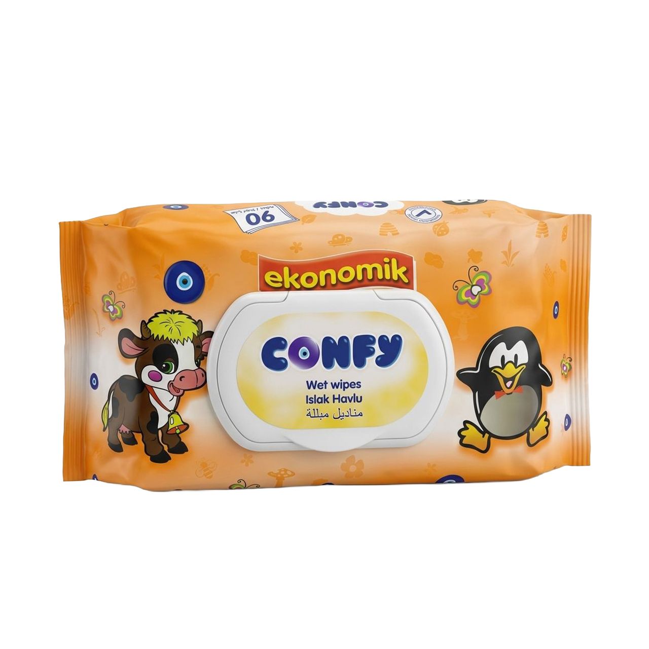 Confy - Baby Wipes - 90 Pcs - Orange