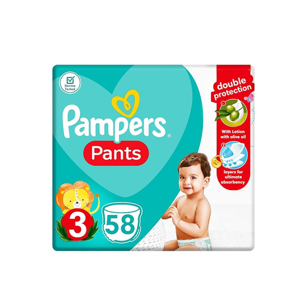Pampers - Double Protection Pants Diapers, Size 3, 6-11kg, 58 diapers