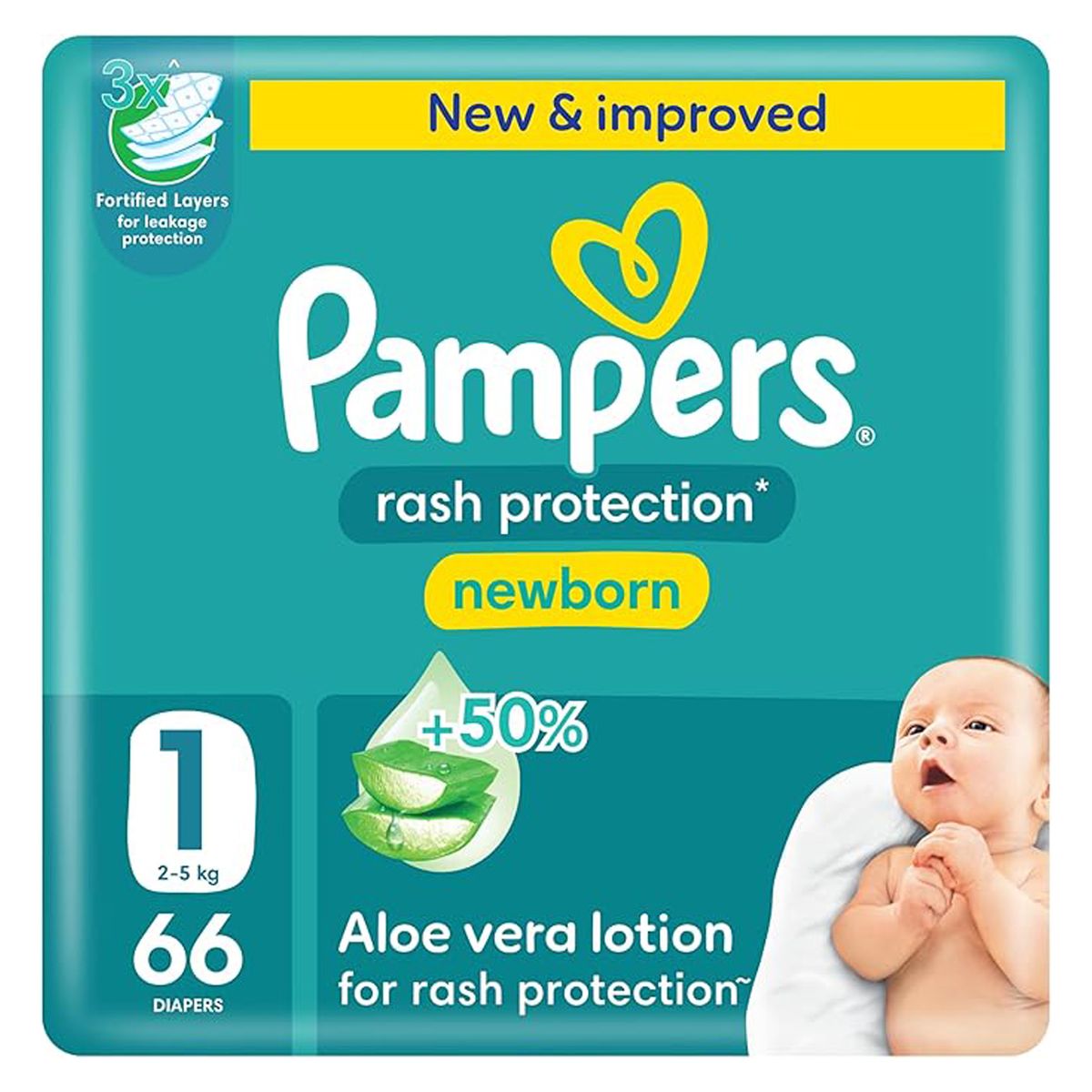 Pampers - Jambo Rash Protection Size 1 - 2-5 kg - 66 Diapers