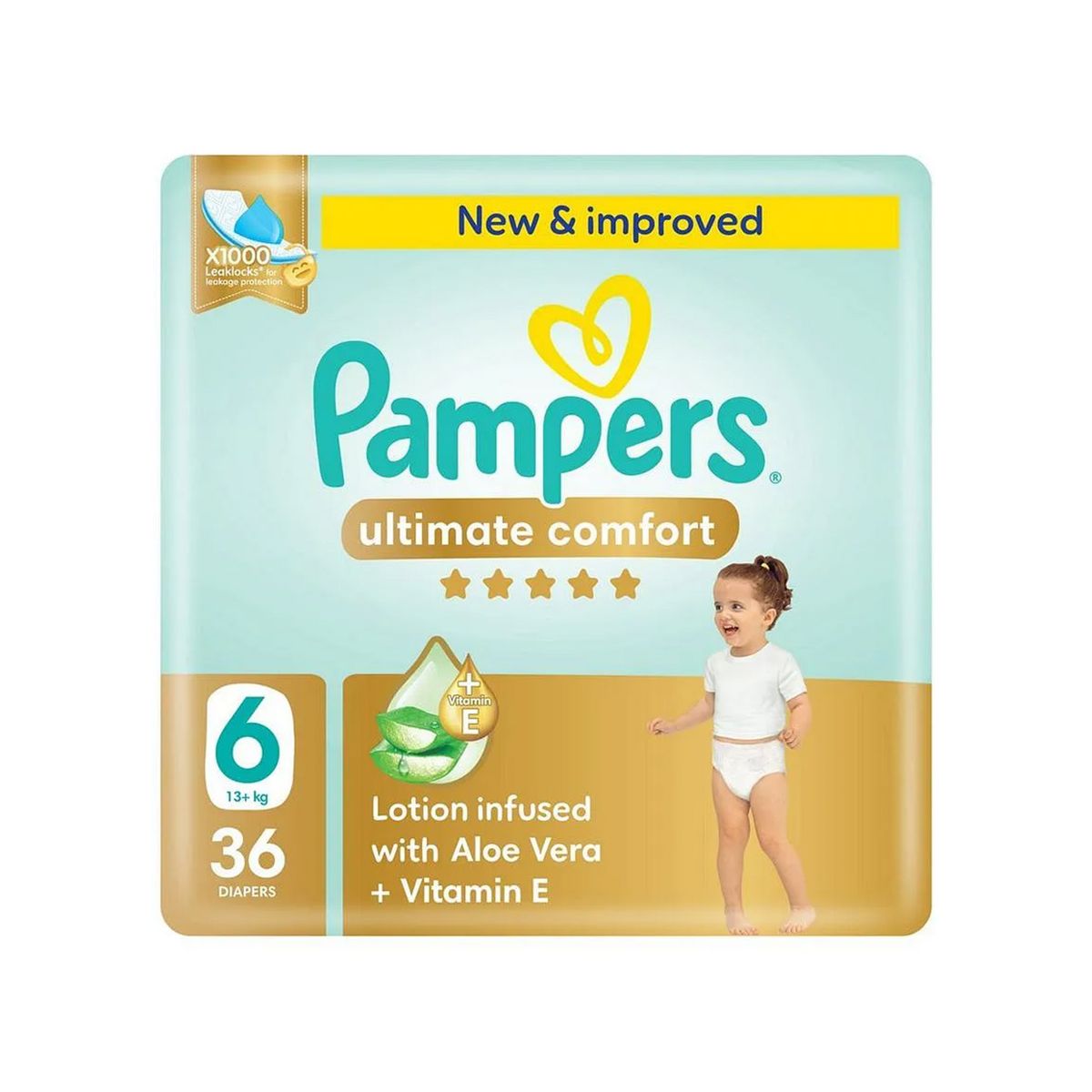 Pampers - Ultimate Comfort 6 Lotion Infused With Aloe Vera & Vitamin E Size 13+ kg - 36 Diapers