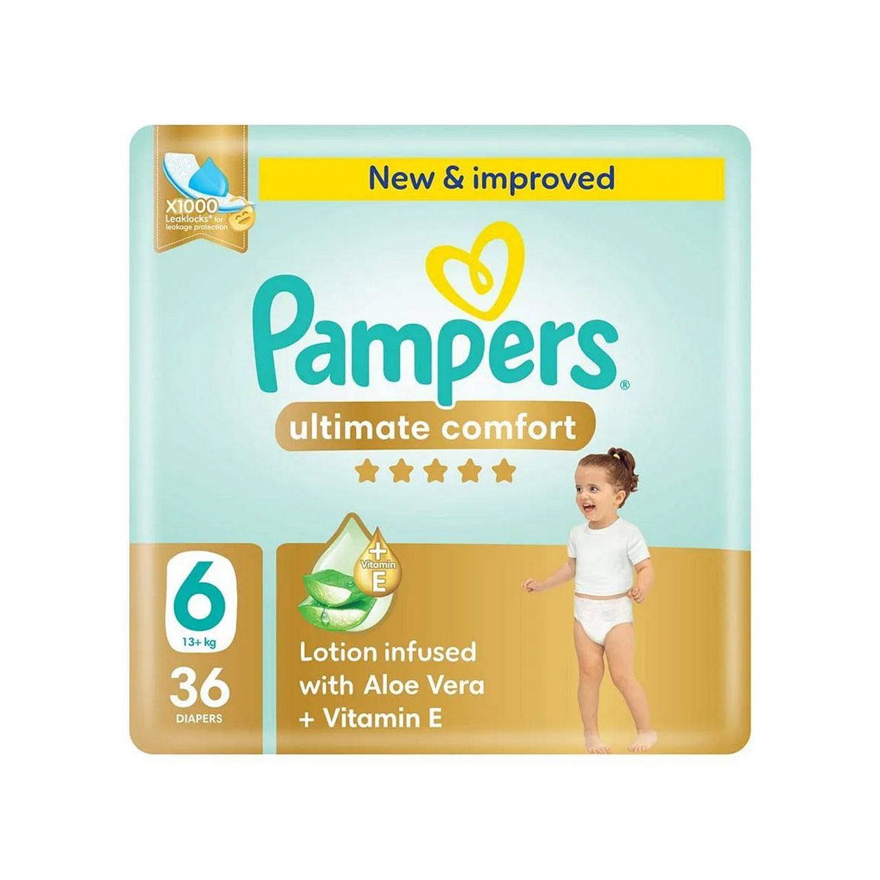 Pampers - Ultimate Comfort 6 Lotion Infused With Aloe Vera & Vitamin E Size 13+ kg - 36 Diapers