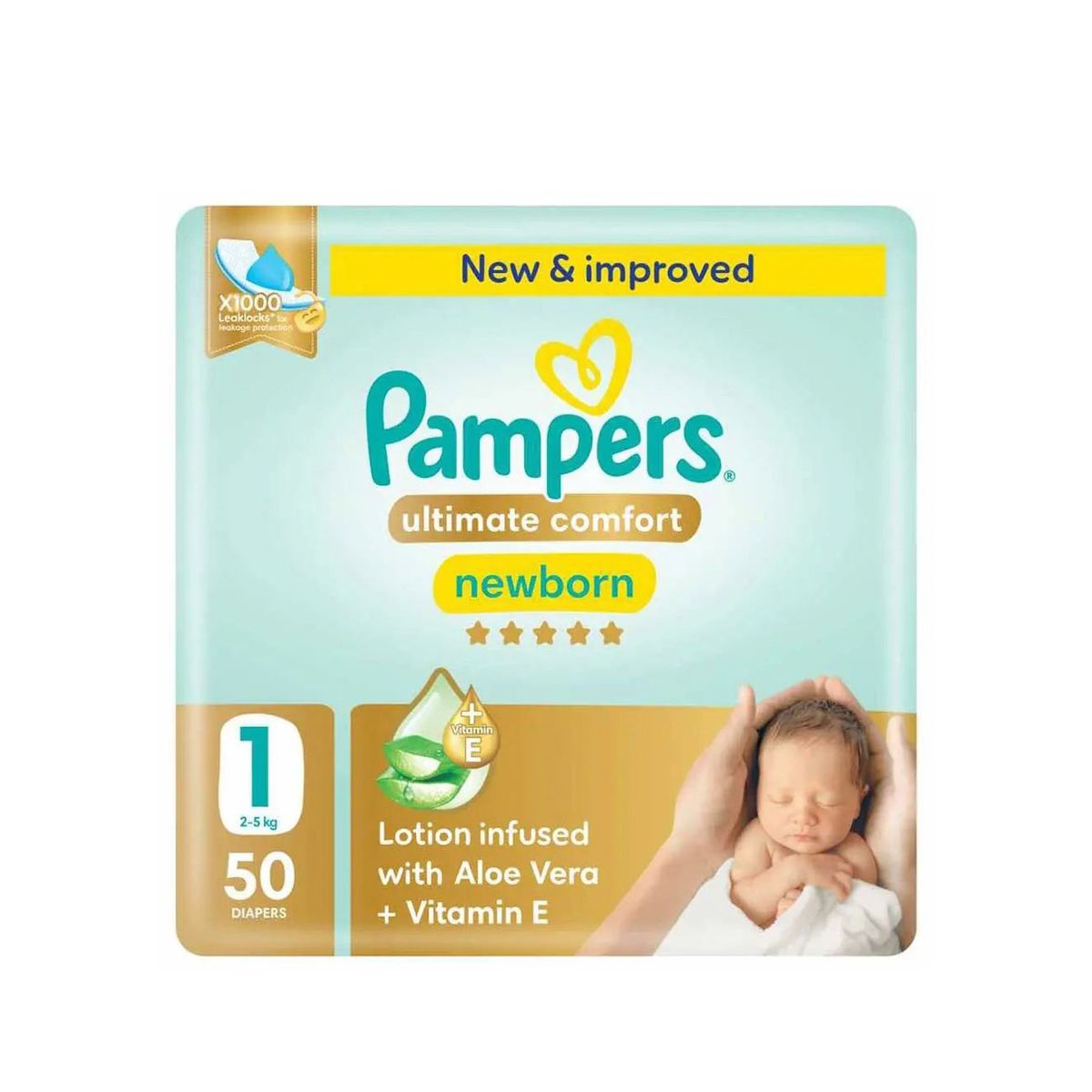 Pampers - Ultimate Comfort 1 Lotion Infused With Aloe Vera & Vitamin E Newborn Size 2-5kg - 50 Diapers