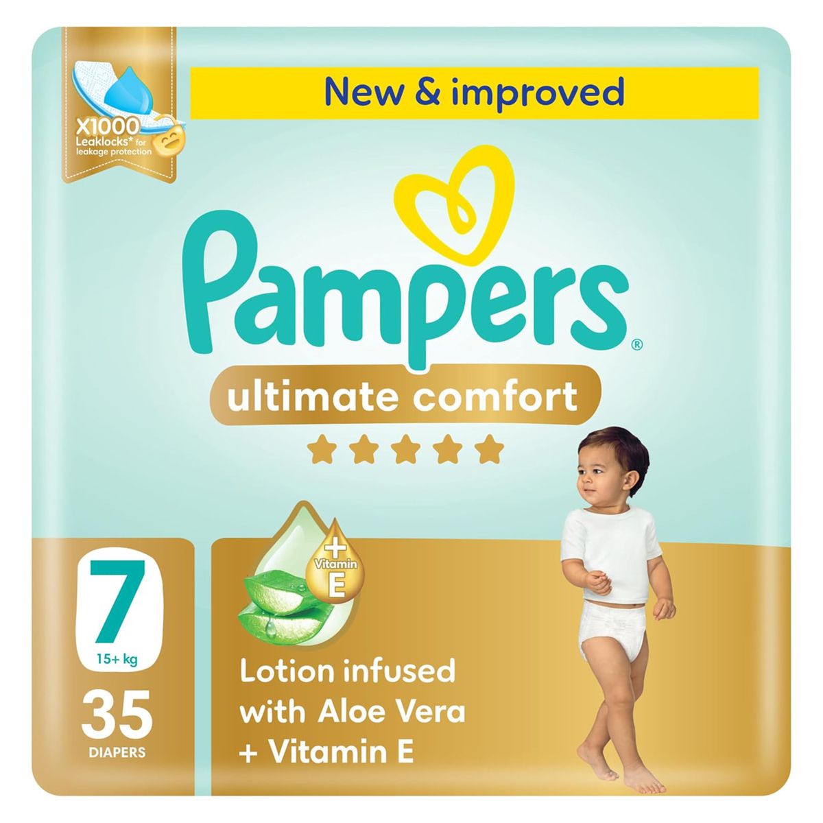 Pampers - Ultimate Comfort 7 Lotion Infused With Aloe Vera & Vitamin E Newborn Size15+kg - 35 Diapers