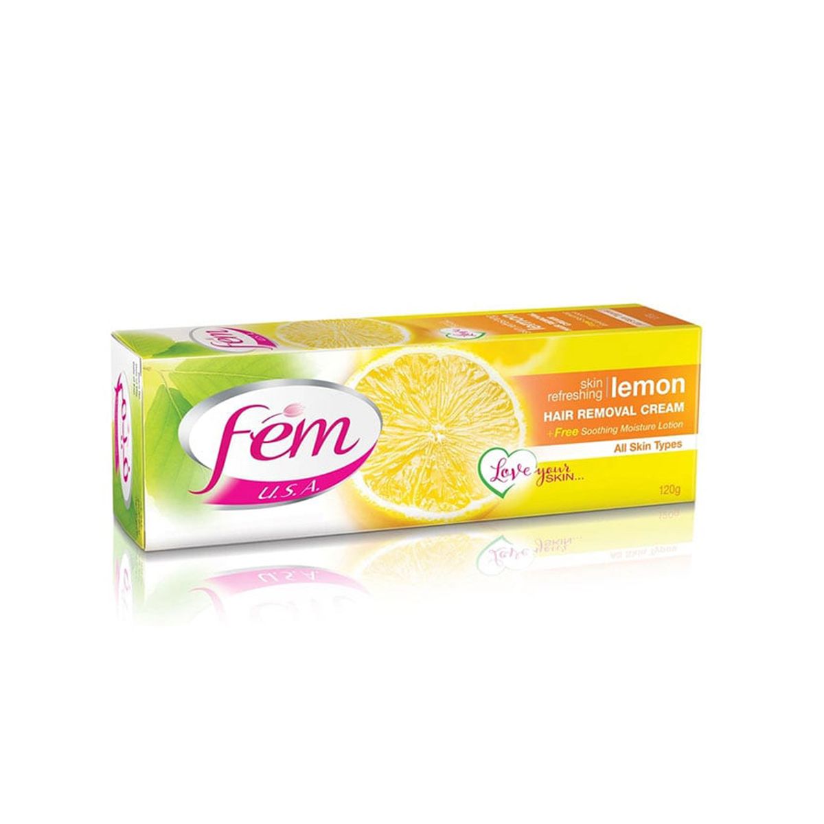 Fem - Lemon Hair Removal Cream With Free Soothing Moisture Lotion 120g - All Skin Types