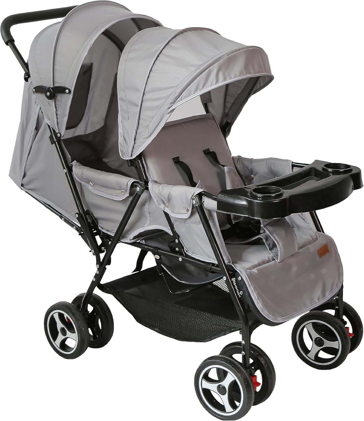 مون - ماغنوم - عربة أطفال ثنائية - رمادي فاتح