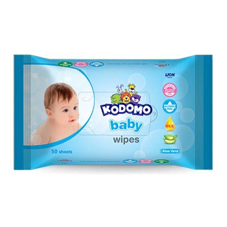 Kodomo - Baby Wipes Aloe Vera 50Psc - Blue