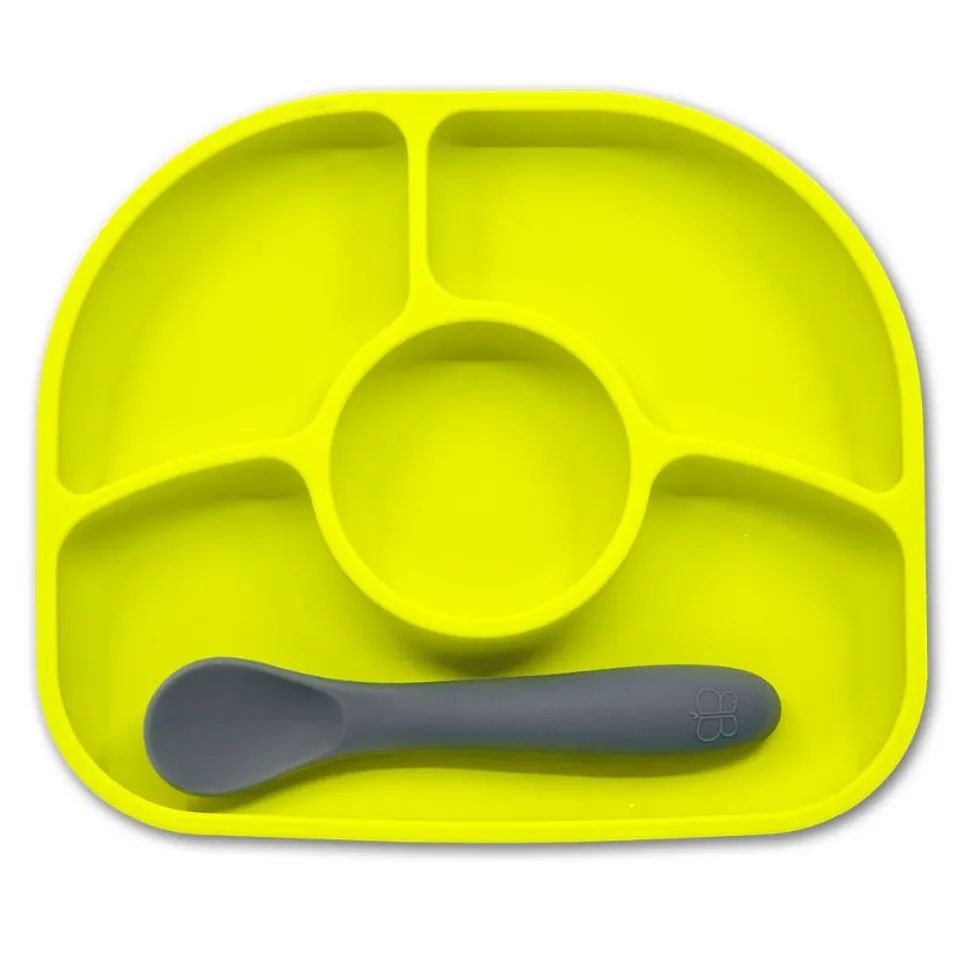 Bbluv - Yumi Anti-Spill Silicone Plate Spoon Set - Yallow