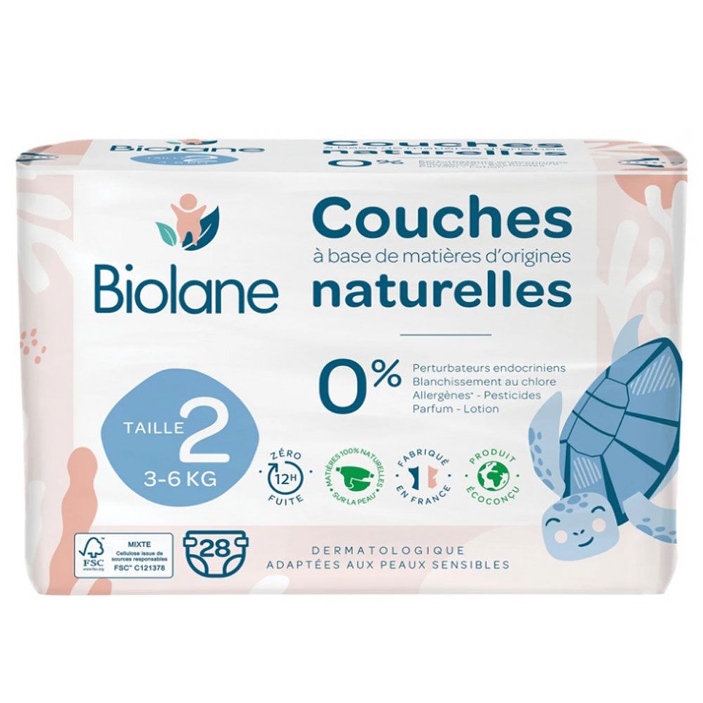 Biolane - Natural Diapers 28 Diapers Size 2 (3-6 Kg)