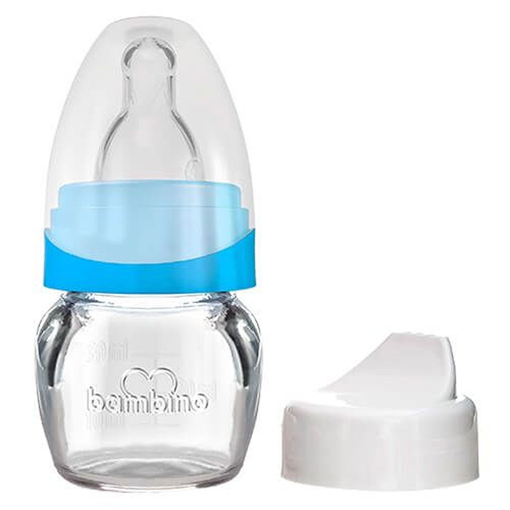 Bambino - Mini Glass Sippy Bottle Set- 30ml - 0-6m - Blue