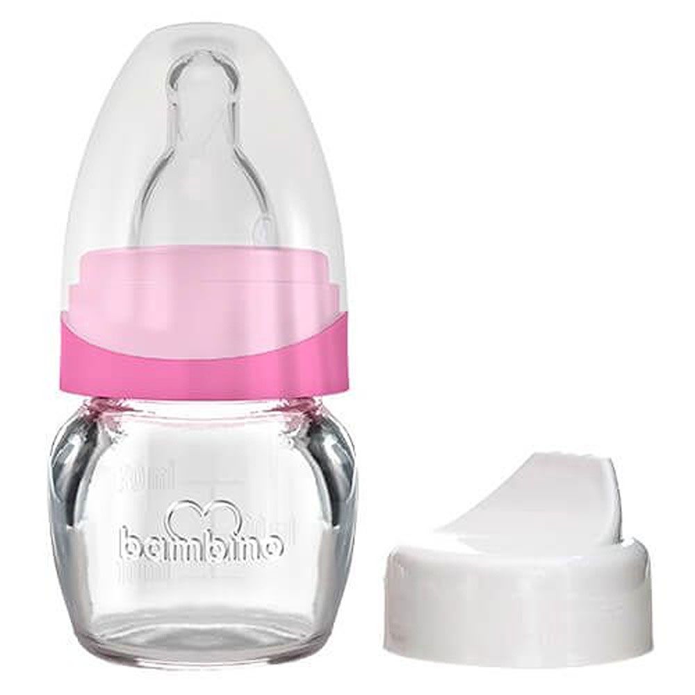 Bambino - Mini Glass Sippy Bottle Set- 30ml - 0-6m - Pink