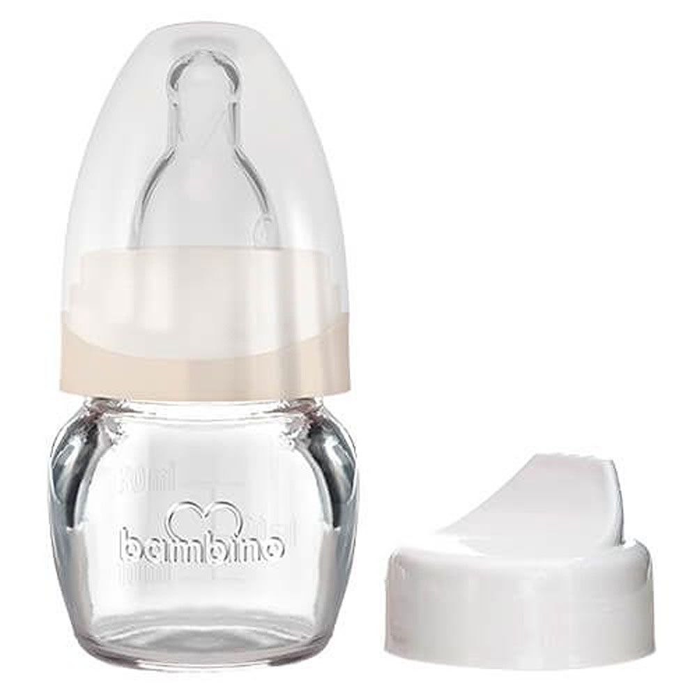 Bambino - Mini Glass Sippy Bottle Set- 30ml - 0-6m -White