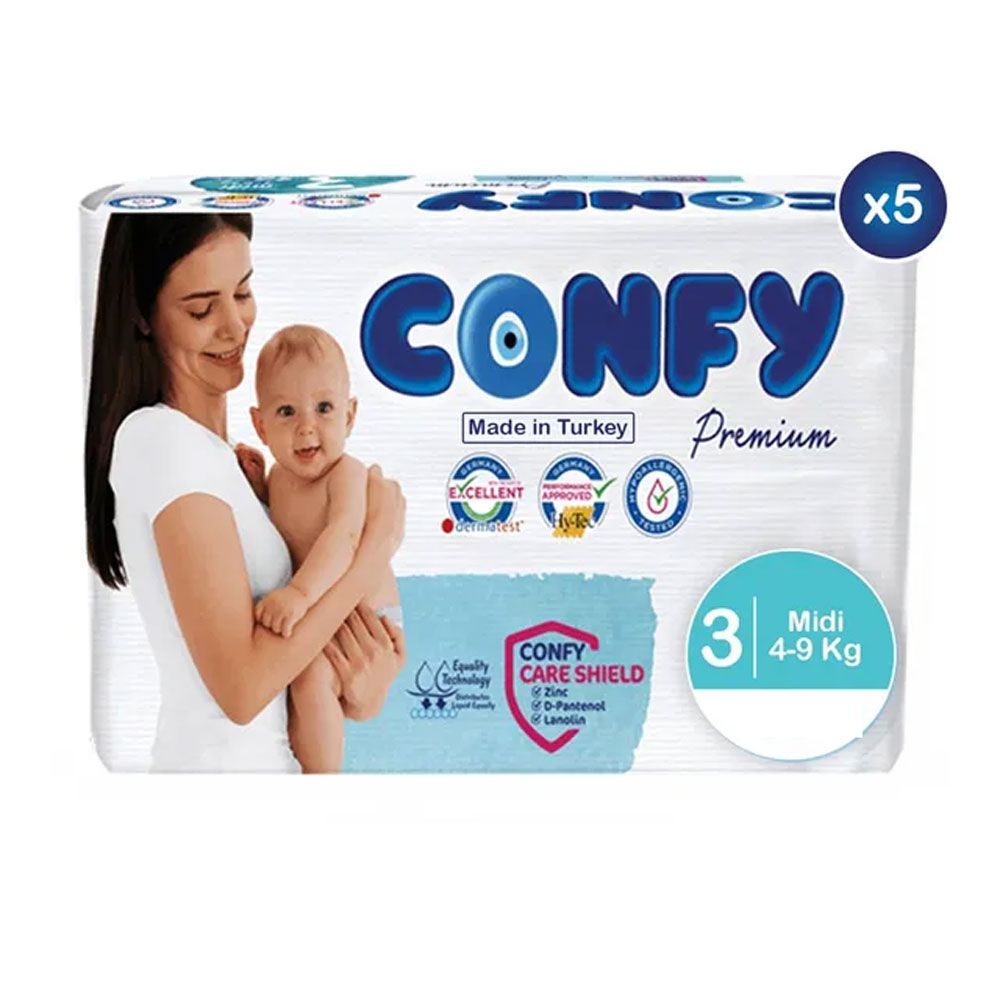 Confy - Premium Jumbo Baby Diapers - number 3 - Size 4-9kg - 54Diapers