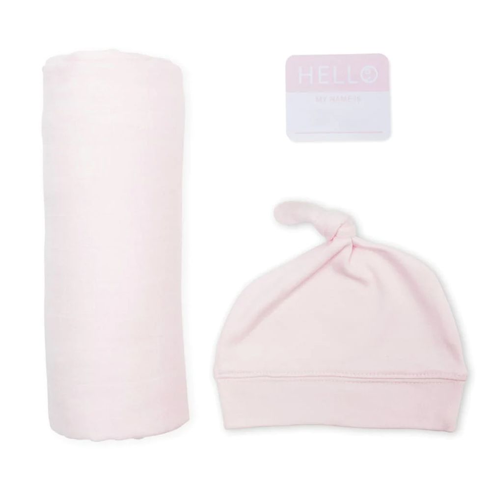 Lulujo - Hello World Swaddle & Hat Set - Pink