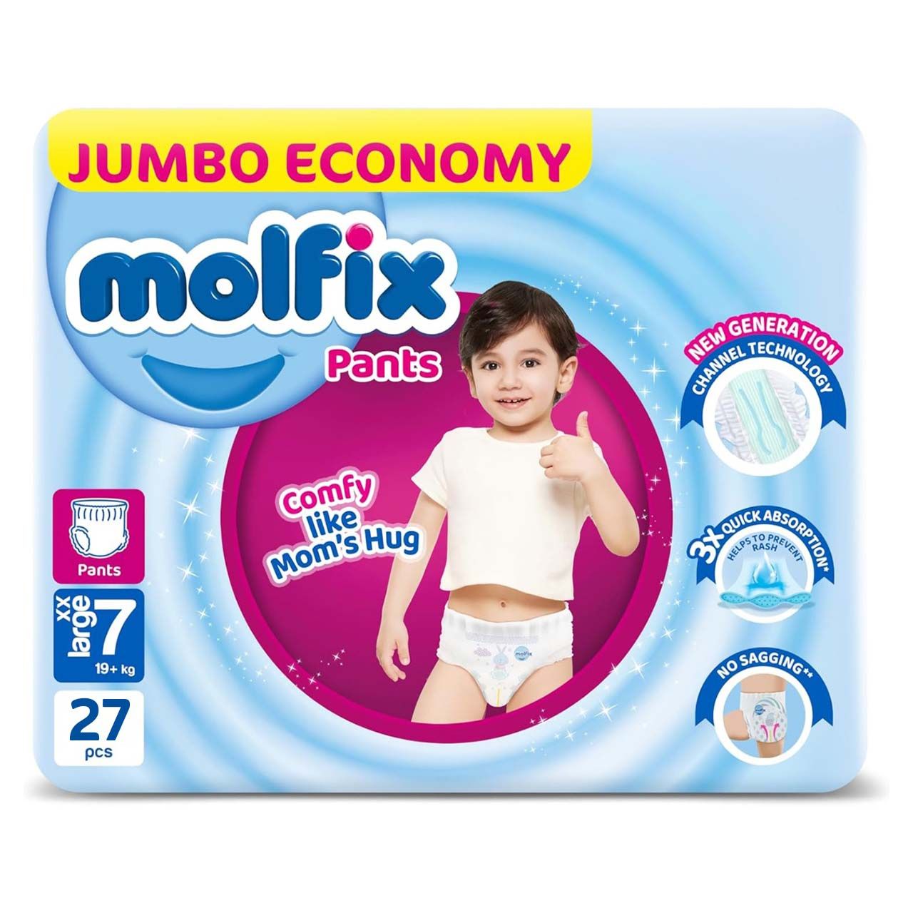 Molfix - Number 7 - XْْْْXLarge Pants Diaper Advantage Pack - 19+kg - 27Diapers