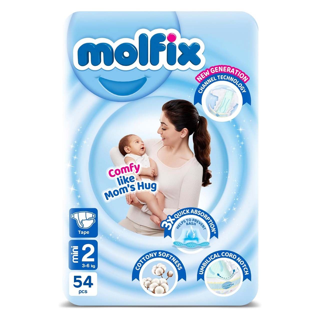 Molfix - Number 2 - Mini Tape Diaper Pack - 3-6kg - 54 Diapers