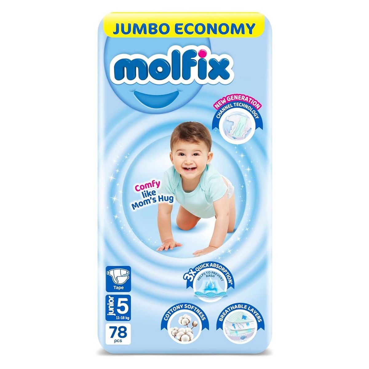 Molfix - Number 5 - Junior Tape Diaper Advantage Pack - 11-18kg - 78 Diapers