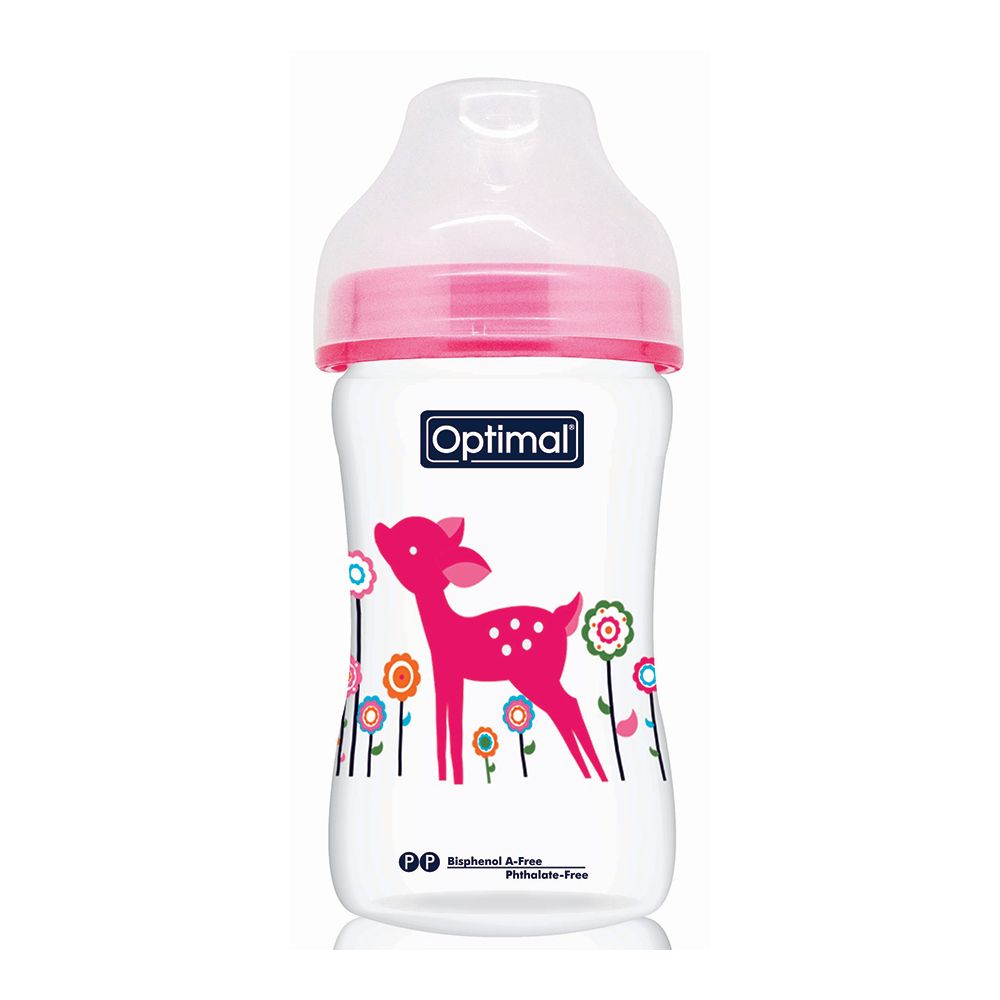 Optimal P.P Extra Wide Neck Feeding Bottle 240 ml - Pink