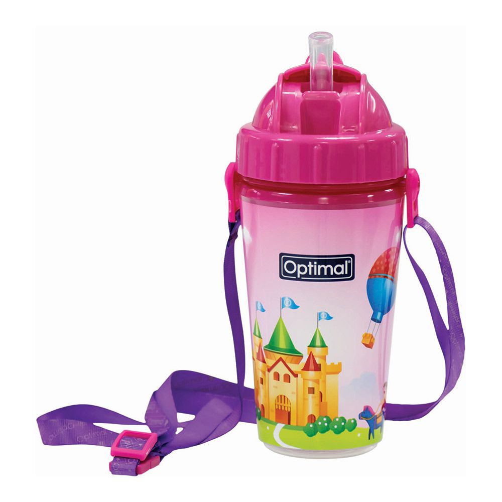 Optimal P.P. insulated straw cup 350ml - Pink