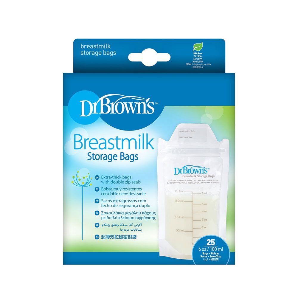 Dr. Browns Breastmilk Storage Bag (6oz / 180ml), 25-Pack