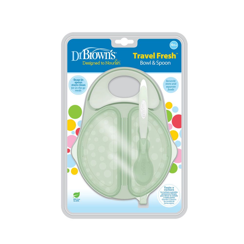 Dr. Browns - Travel Fresh Bowl & Snap-In Spoon Teal - Green