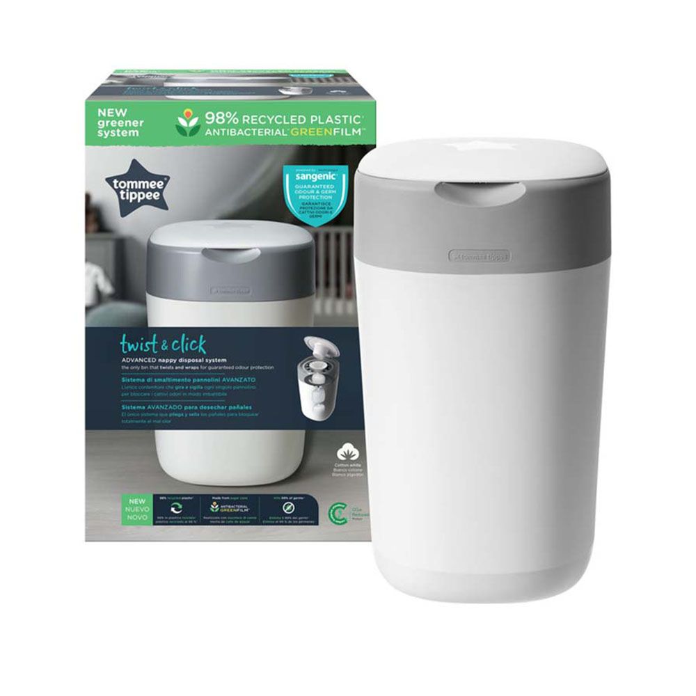 Tommee Tippee سلة التخلص من الحفاضات تويست &كليك  - أبيض