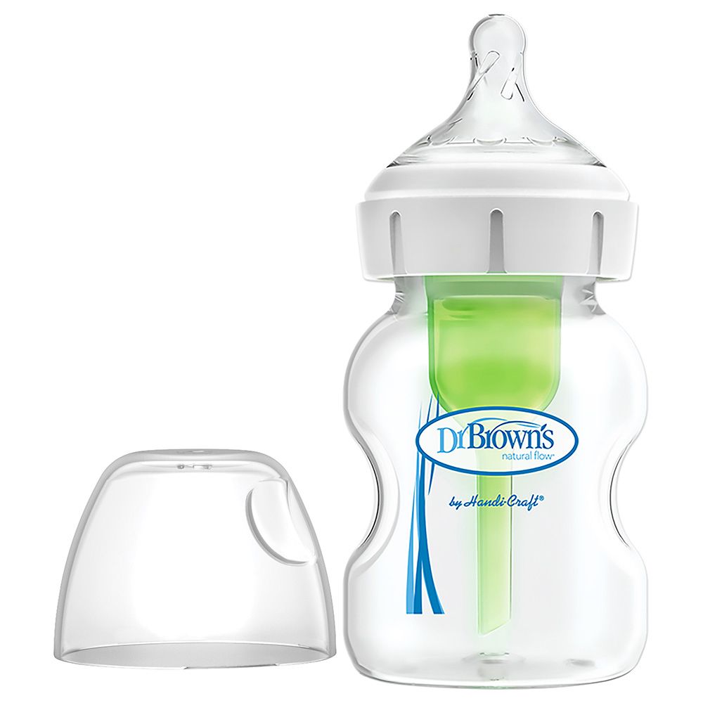Dr. Brown’s Natural Flow Anti-Colic Options+™ Wide-Neck Glass Baby Bottle- 150 ml