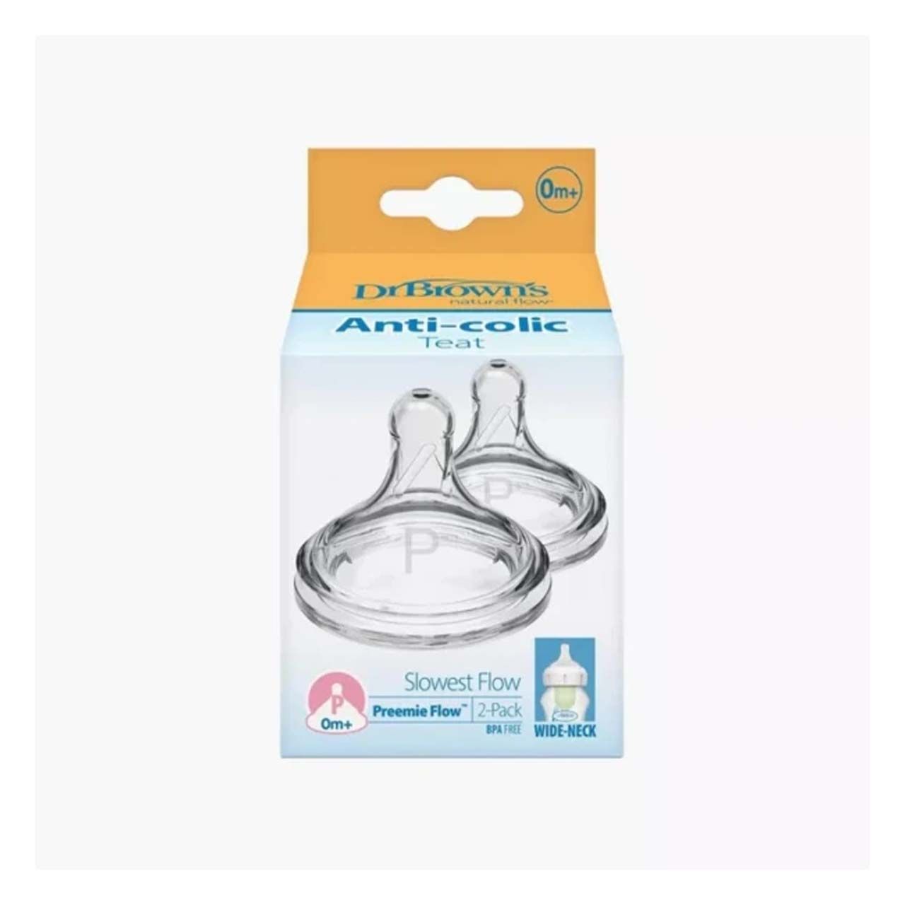 Dr. Browns - Preemie flow Wide-Neck Silicone Options+ Nipple 2pcs