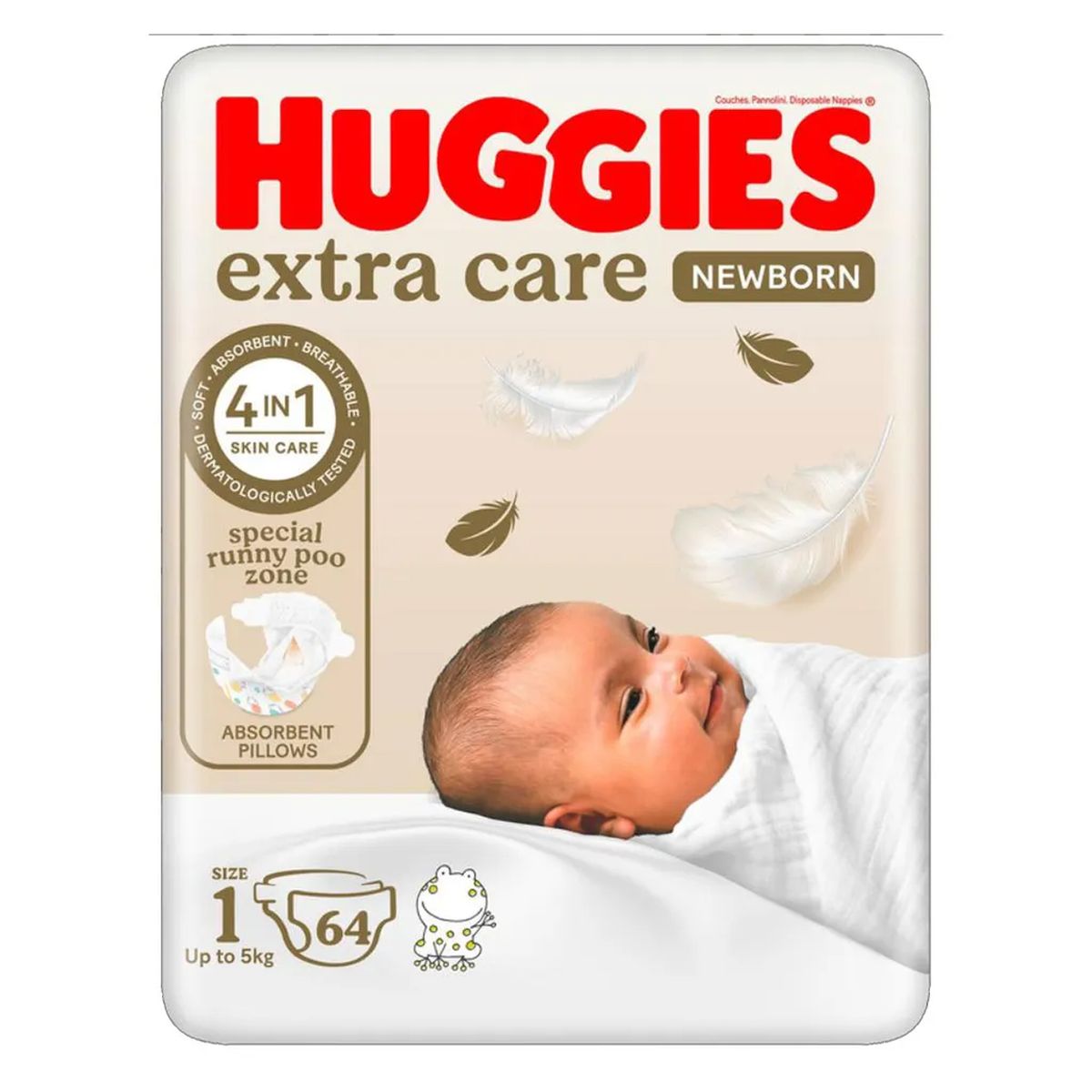 Huggies Number 1- Jumbo Diapers, 0-5Kg - 64 Diapers