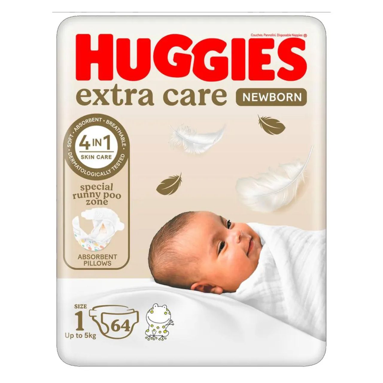 Huggies Number 1- Jumbo Diapers, 0-5Kg - 64 Diapers