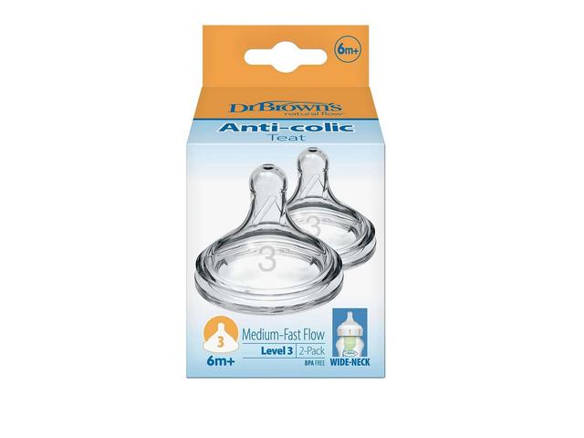 Dr. Browns - Level 3 Wide-Neck Silicone Options+ Nipple 2pcs